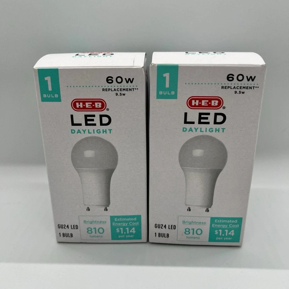 HEB 60W Daylight LED,, 810 Lumens, Dimmable Connection 2 Pack Light Bulbs 2 Pin